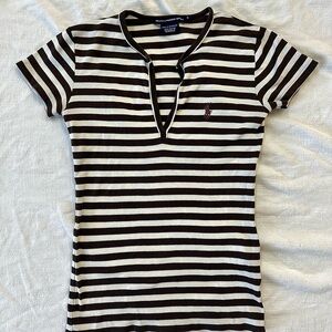 Ralph Lauren Black and White Striped Tee